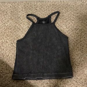 Black High Neck Crop Top